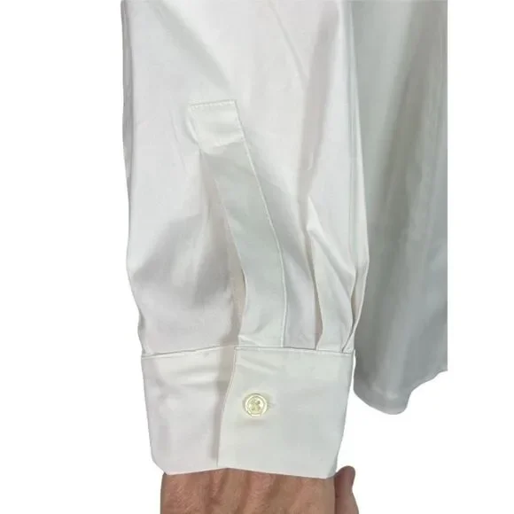 Ann Taylor Loft Tunic Top Long Sleeve Button Up Pockets White Size Medium - Picture 5 of 8